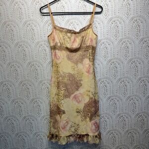 Vintage Finesse USA Mesh Slip Dress Floral Paisley Lace Fairycore Milkmaid L